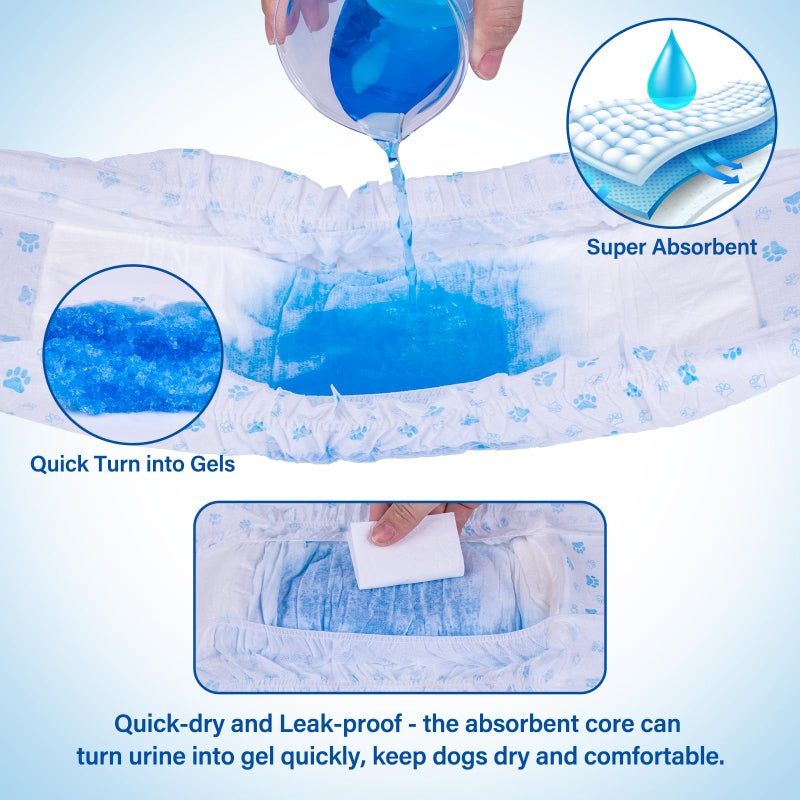 Pet Soft Disposable Male Dog Wraps - Dog Diapers for Male Dogs, Puppy Diapers 12pcs Medium - Image 4